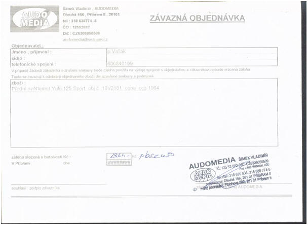 Zkušenost s dodávkou náhradního dílu